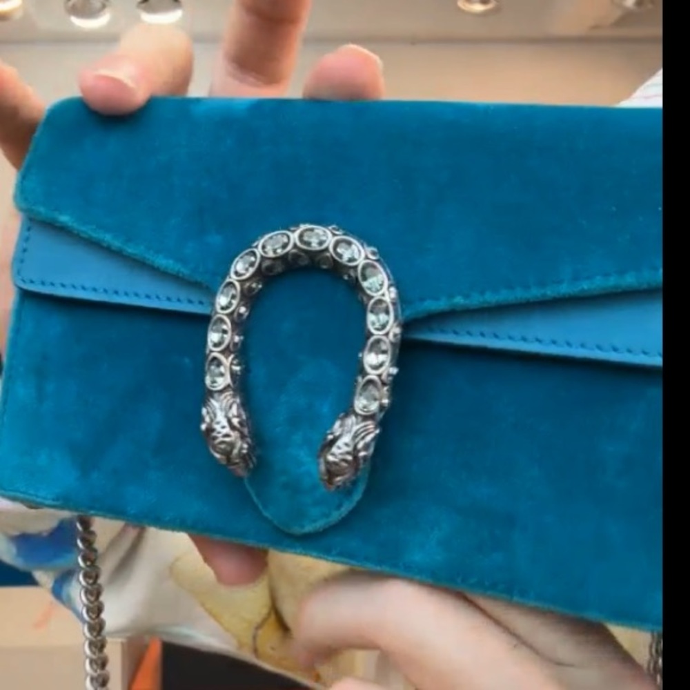 Gucci Teal Velvet Chain Bag - Picture 11 of 14